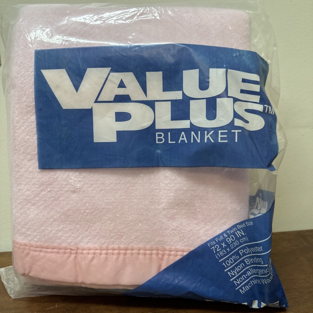 Vintage Beacon Blanket Pink 72" x 90" Nylon Trim Made In USA NEW NOS